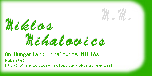 miklos mihalovics business card